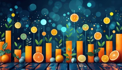 Fotobehang Investment Portfolio Performance, investment portfolio performance with showing a graph background depicting the growth trajectory of various asset classes, such as stocks, © mh.desing
