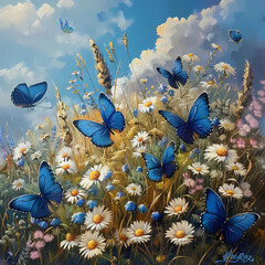 butterfly on blue background