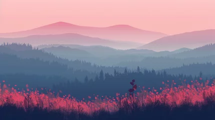 Tableaux ronds sur plexiglas Rose clair landscape cartoon background.