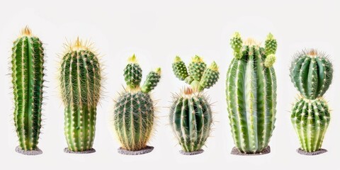 A group of cactus plants sitting together. Can be used for desert-themed designs