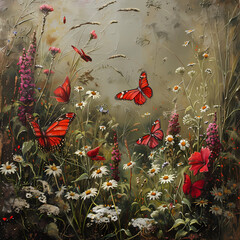 butterfly and flowers