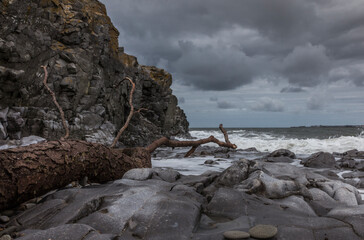 Stormy day on a welsh beach.