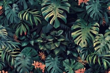 Vibrant green and orange leaves displayed on a wall. Suitable for nature or autumn themed designs