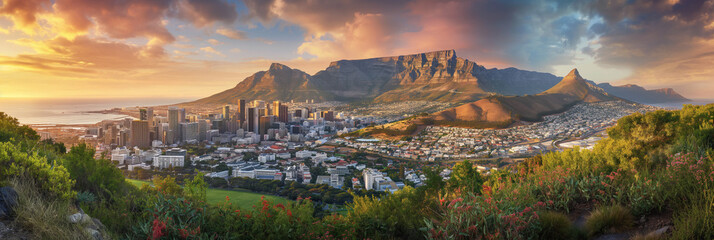 Naklejka premium Great City in the World Evoking Cape Town in South Africa