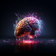 Ai artificial intelligence creative 3D human brain illustration