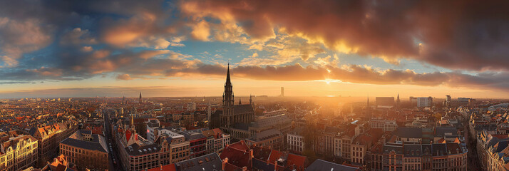 Great City in the World Evoking Brussels in Belgium - obrazy, fototapety, plakaty