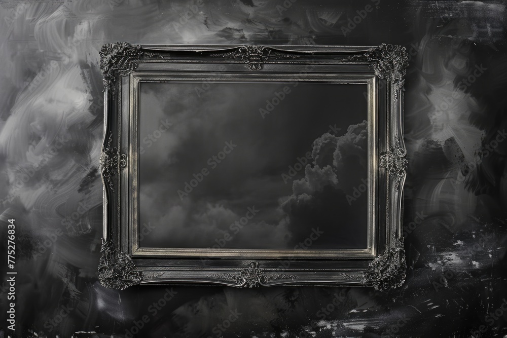 Poster a picture frame resting on top of a wall. ideal for home decor concepts