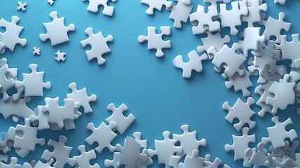 Blue background composed of white puzzle pieces with space for content.