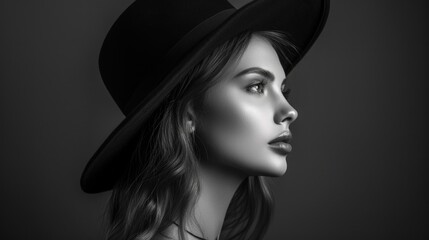 A woman elegantly wearing a fashionable hat. Perfect for fashion blogs or articles - obrazy, fototapety, plakaty