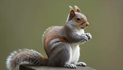 Foto op Canvas a-squirrel-sitting-upright-surveying-its-surround-upscaled © Sindh