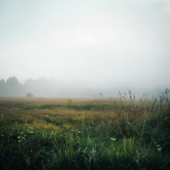 fog in the field landscape.