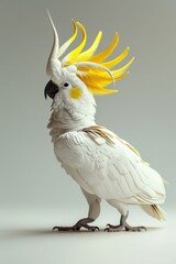 A white bird with yellow feathers on its head. Suitable for various nature and wildlife themes