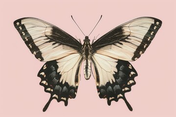 Fototapeta premium beautiful elegant butterfly isolated on pink background