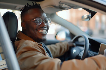 Joyful Driver on a Test Drive