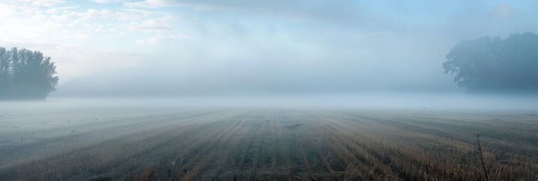 fog in the field landscape.