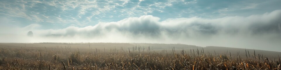 fog in the field landscape.