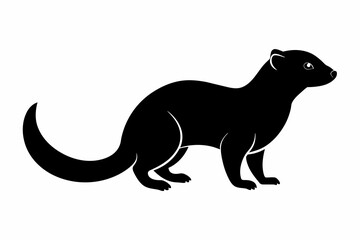 Simple   mongoose, silhouette black vector illustration,  on white  background
