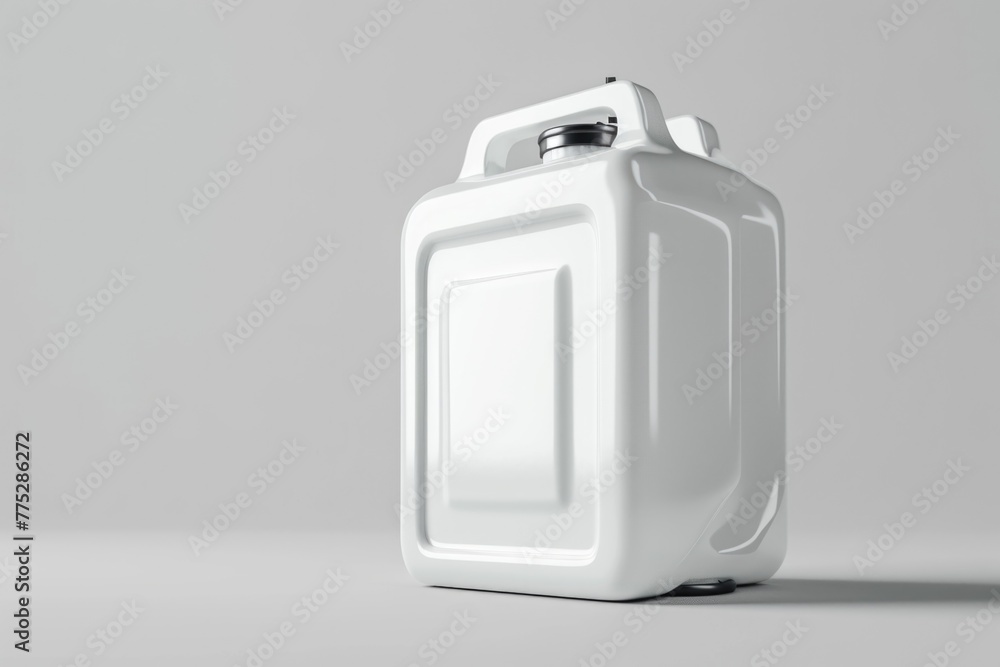 Poster A white plastic container placed on a gray surface. Suitable for various product display concepts
