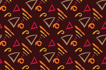 Hand drawn abstract seamless pattern, ethnic background, simple style, great for textiles, banners, wallpapers