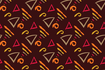 Hand drawn abstract seamless pattern, ethnic background, simple style, great for textiles, banners, wallpapers