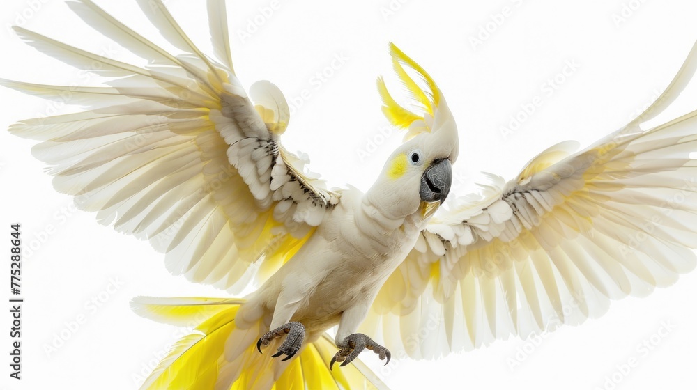 Wall mural A yellow and white bird with spread wings. Suitable for various nature and wildlife concepts