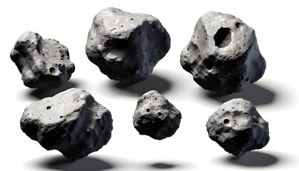 asteroids cut out isolated on white