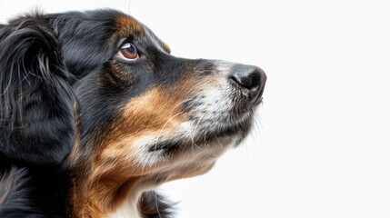 Close up of a dog on a white background. Suitable for pet-related designs