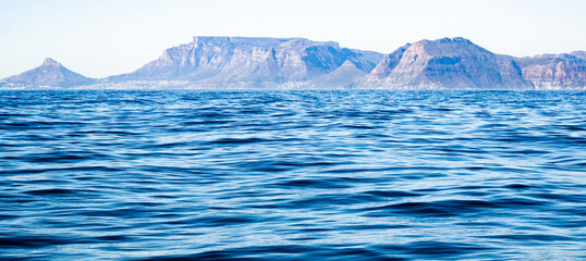 Table Mountain in the distance as seen from the sea