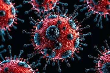 A close up of a virus with many spikes