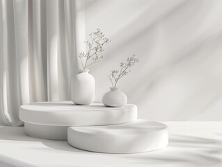 Elegant podium emphasizes simplicity. The products, Ai generate