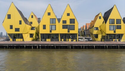 July 18, 2025: Yellow cube houses in Rotterdam at the Old Harbor.