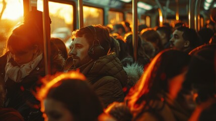 Group of people sitting on a bus, suitable for transportation concepts
