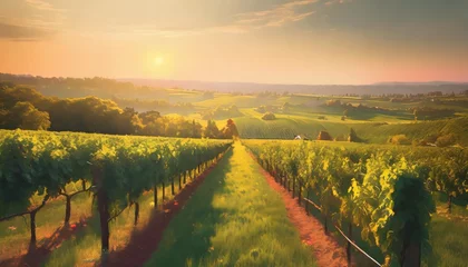 Tuinposter ai generated ai generative green fresh outdoor nature farm countryside vineyard landscape background graphic art © joesph