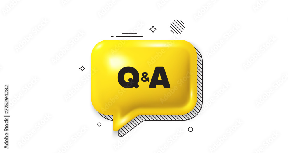 Poster 3d speech bubble icon. questions and answers icon. answer question sign. faq symbol. questions answe