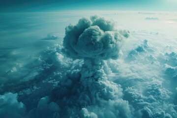 A cloud of smoke rising into the sky, suitable for environmental or disaster concepts - obrazy, fototapety, plakaty