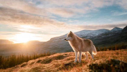 Foto op Plexiglas arctic wolf in nature © joesph