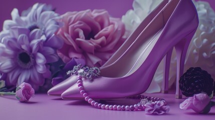 A detailed view of a pair of high heeled shoes. Perfect for fashion blogs or shoe stores