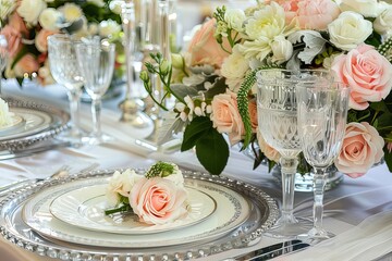 Fototapeta premium Table Set For A Wedding Reception 