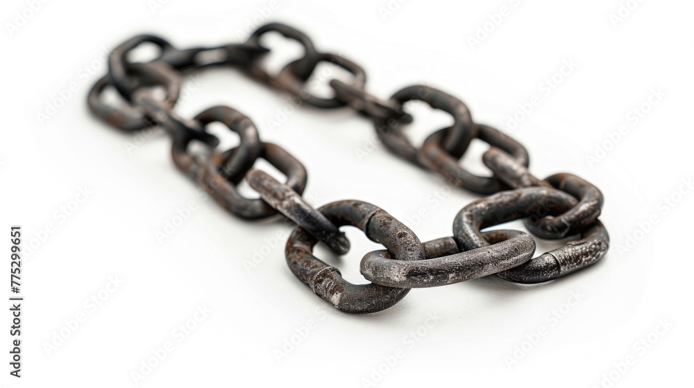 Poster a close up of a chain on a white surface. suitable for industrial or security concepts