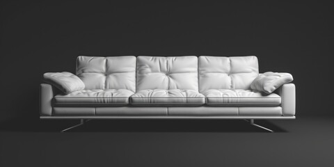 Modern white couch on sleek black floor, perfect for interior design projects
