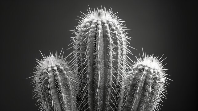   Black and white photo of a saguaro cactus