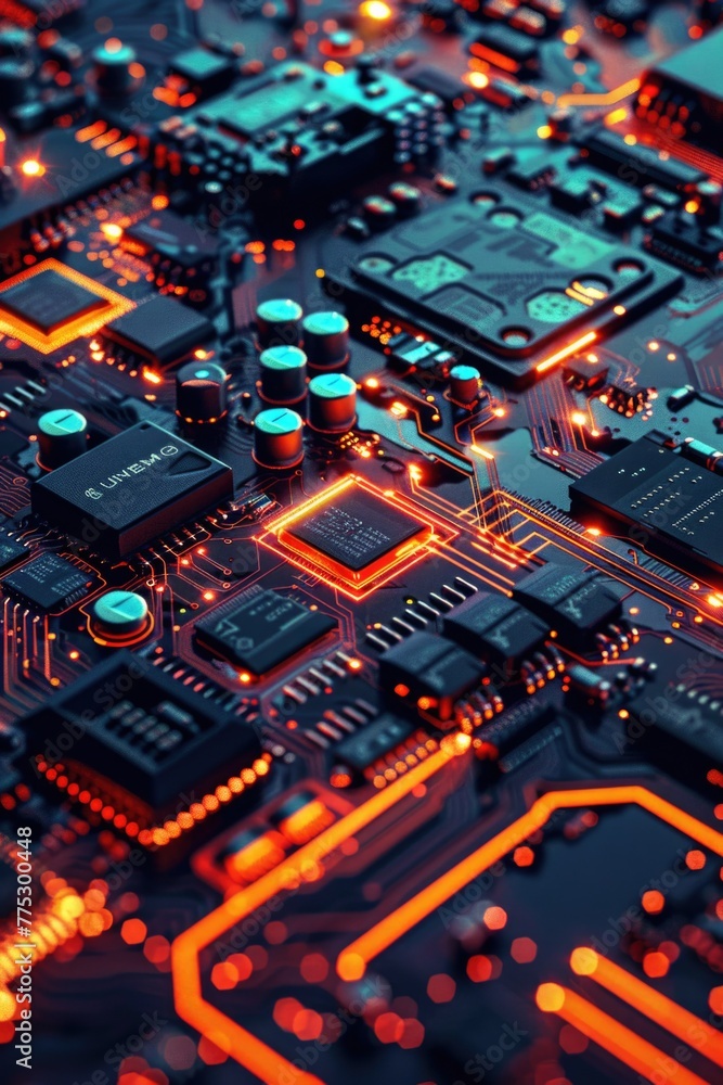 Aufkleber Detailed view of a computer circuit board. Suitable for technology concepts