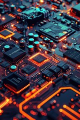 Obraz premium Detailed view of a computer circuit board. Suitable for technology concepts