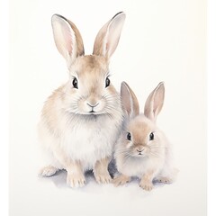 Obraz premium Watercolour Animal Clipart Cute Baby rabbit on white background