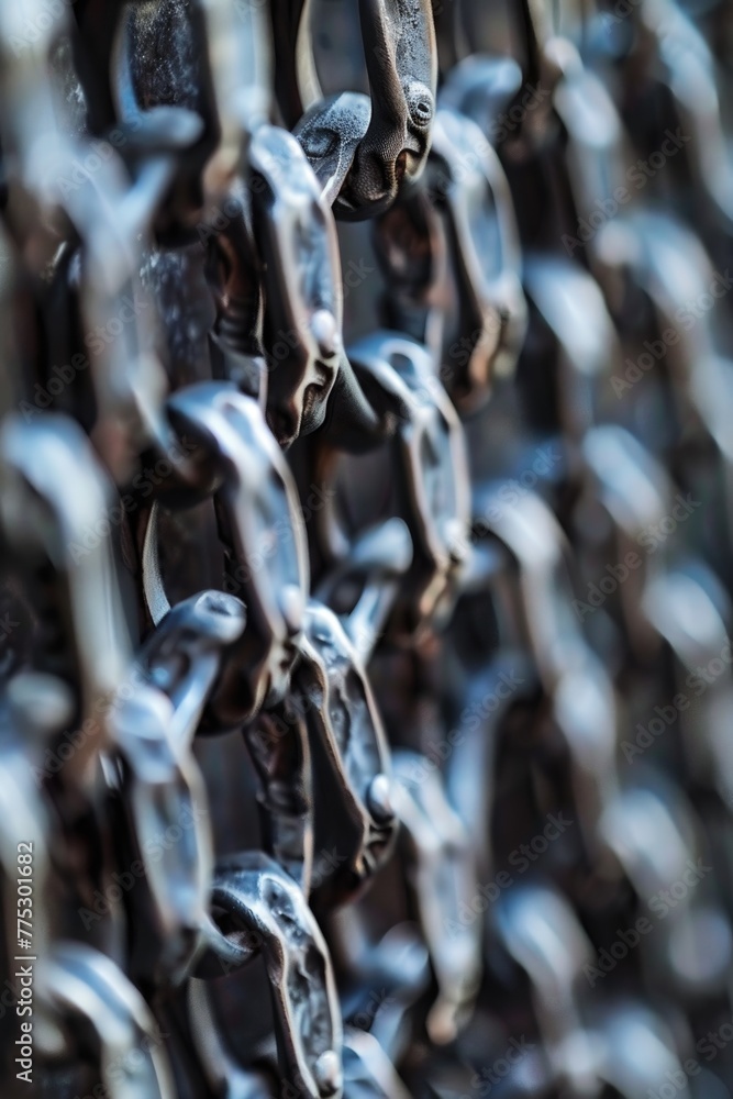Poster detailed close up of a chain link fence. suitable for security or industrial concepts