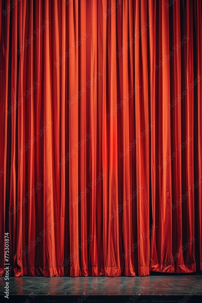 Aufkleber a stage with a red curtain and a black floor. ideal for theater or performance concepts