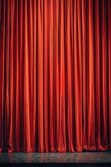 A stage with a red curtain and a black floor. Ideal for theater or performance concepts