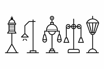 Lamp line icon set. Idea lamp icon collection. Flat style - stock vector., silhouette black vector illustration