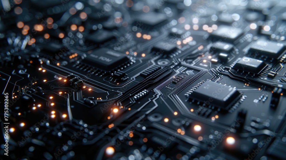 Poster Detailed view of a computer circuit board, ideal for technology concepts