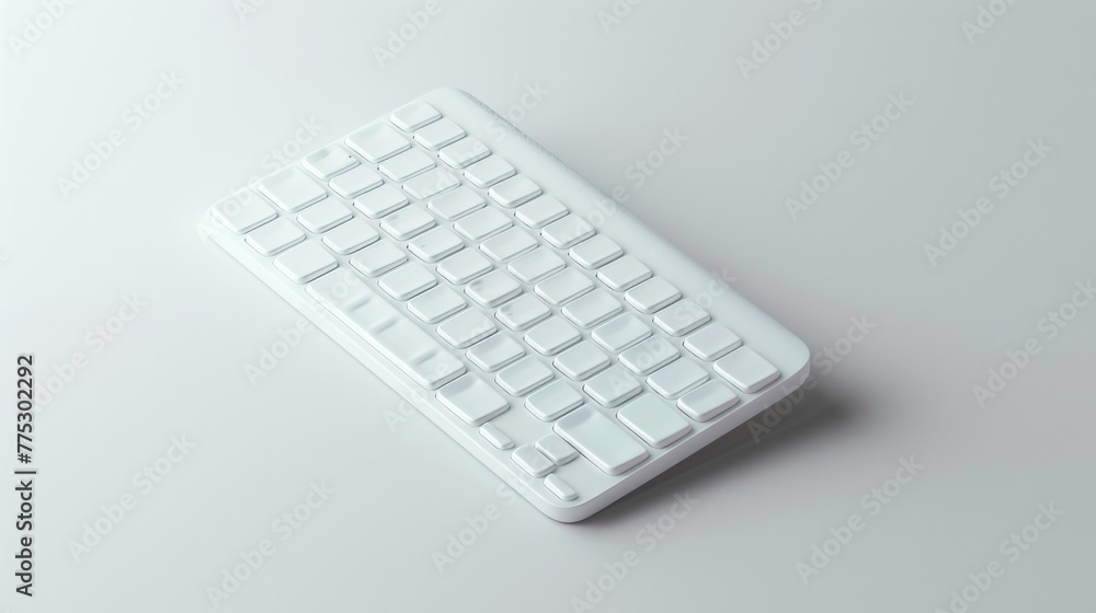 Poster A white computer keyboard on a table, suitable for technology concepts